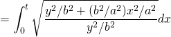 \[=\int_0^t\sqrt{\frac{y^2/b^2+(b^2/a^2)x^2/a^2}{y^2/b^2}}dx\]
