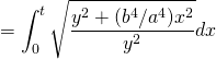 \[=&\int_0^t\sqrt{\frac{y^2+(b^4/a^4)x^2}{y^2}}dx\]